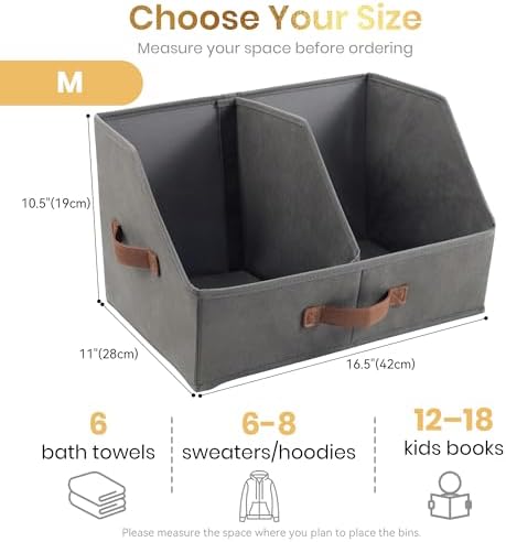 Closet Organizers Storage, Medium Collapsible Bin 6pc, Dark Gray - Image 2