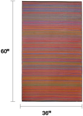 Fab Habitat Outdoor Rug - Waterproof, Fade Resistant, Crease-Free - Premium Recycled Plastic - Striped - Porch, Deck, Balcony, Mudroom, Laundry Room, Patio - Cancun - Multicolor - 3 x 5 ft - Image 2