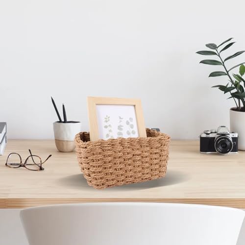 ASelected Wicker Storage Baskets,Woven Paper Rope Storage Boxes Bins,Large Storage Cubes Baskets Organizer For Cupboards Drawer Closet Shelf Dresser, Set Of 3 (Desert) - Image 4