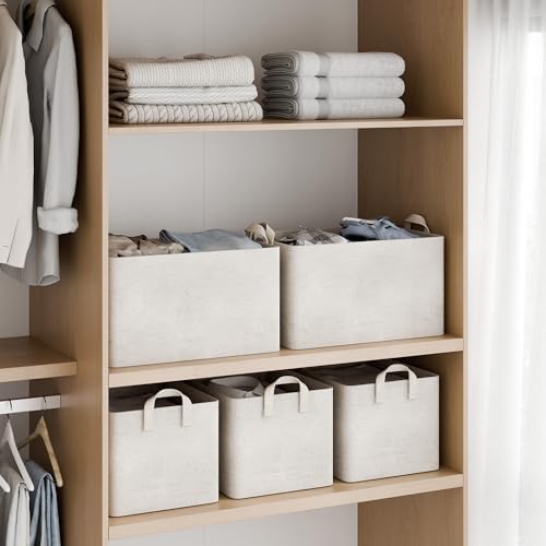 StorageWorks Linen Closet Storage Bins, 45L Storage Baskets, Beige, 2-Pack - Image 2