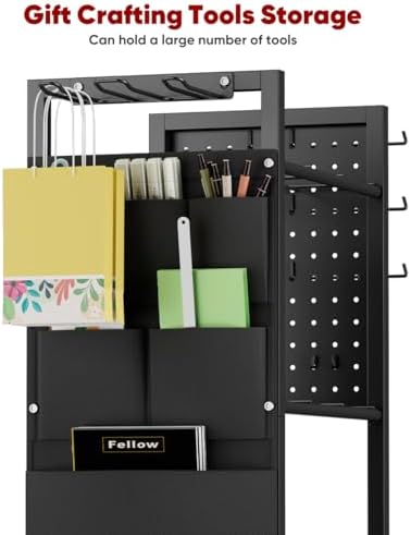 Wrapping Paper Storage Organizer with Wheels & Bag Storage, Black - Image 3