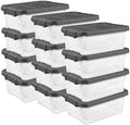 Sterilite Modular Stacker Box with Latching Lid, 16 Quart, 12-Pack by Sterilite