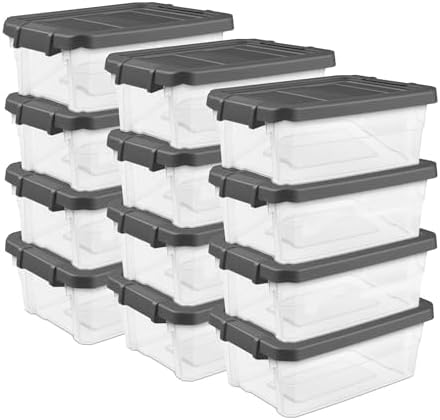 Sterilite Modular Stacker Box with Latching Lid, 16 Quart, 12-Pack by Sterilite