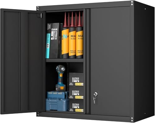 GREATMEET Locking Metal Garage Wall Cabinet with Doors and Shelf by GREATMEET