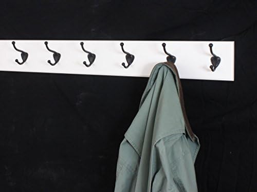 White Wall Mounted Coat Rack with Bronze Hooks 4.5" Ultra Wide (30.5 x 4.5" with 6 Hooks) - Image 2