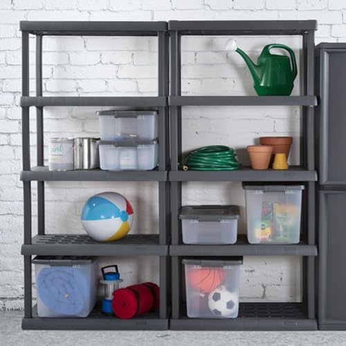 Sterilite 3-Pack 5 Shelf Unit, Heavy-Duty Shelving Storage Rack for Home and Garage, Gray - Multipurpose Plastic Organizer Shelves for Smart Organization - Image 5