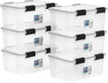 IRIS USA 6-Pack 19 Qt Storage Bins with Gasket Lids, Clear/Black by IRISUSA