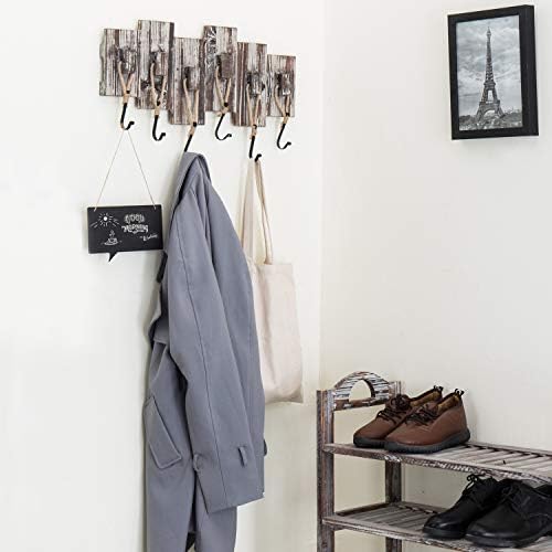 MyGift Rustic Wall Mounted Hat & Coat Rack, Rope Hooks, 6 Hook Storage - Image 4