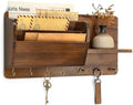 Rebee Vision Pine Wood Key Holder Wall Mount with Mail Sorter, Light Brown by REBEEVISION