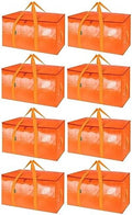 BALEINE 8-Pack Oversized Moving Bags with Reinforced Handles, Heavy-Duty Storage Tote for Clothes, Moving Supplies (Orange, 8-Pack) by BALEINE