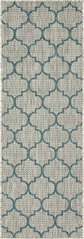 Unique Loom Outdoor Trellis Collection Area Rug (2' x 6' 1" Runner, Gray/ Ivory) by UniqueLoom