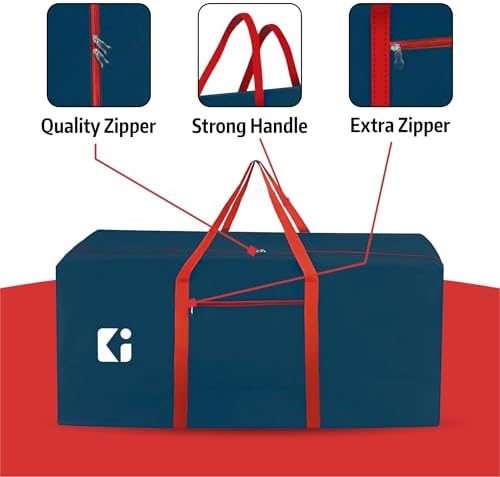 Kuber Industries Pack of 5 Durable (2 Compartments) Storage Bags For Clothes Large With Zip | Packers & Movers Under Bed Storage Organizer Box for Clothes, Blanket & Toys | Red & Blue - Image 4