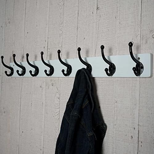 WEBI Rustic Coat Rack Wall Mount,35.43" Long 8 Cast Iron Coat Hooks Wall Mounted,Heavy Duty Wall Coat Hanger Hooks for Hanging Coats,Clothes,Black on White - Image 4
