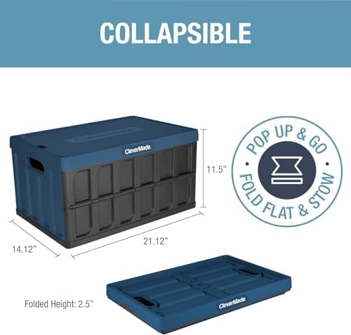 CleverMade Collapsible Storage Bins With Lids, 46L 3 Pack, 75 lb, Ocean - Image 2