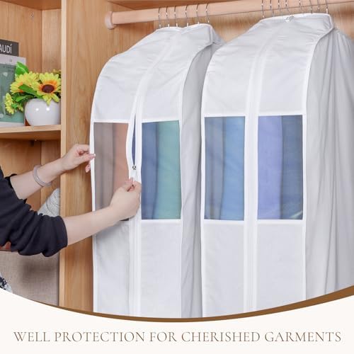 Univivi 32 Inch Cotton Hanging Garment Bag for Closet Storage 4 Pack, White - Image 5