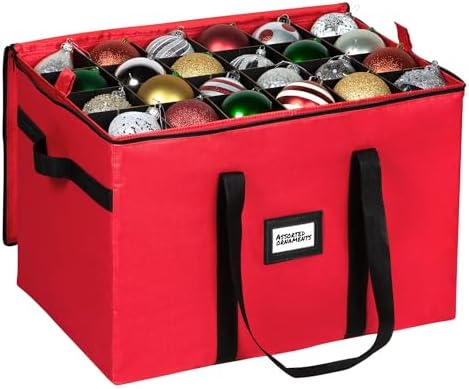 Christmas Ornament Storage Container,Box Stores Up to 96, Adjustable Dividers, Large Organizer Bin to Protect and Store Holiday Décor by HOLDN%E2%80%99STORAGE