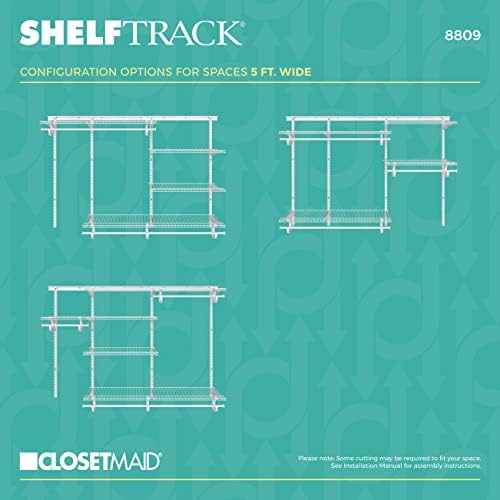 ClosetMaid ShelfTrack Wire Closet Organizer System, Adjustable from 5 to 8 Ft., with Shelves, Clothes Rods, Hardware, Durable Steel, White - Image 4