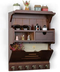 Key Holder for Wall, Elegant Wall-Mounted Mail Organizer with Storage Drawers, Walnut by Mutsault