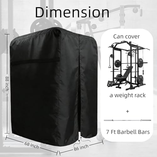 47"-110"W Squat Rack Cover with Waterproof Zipper for Gym Equipment - Image 2