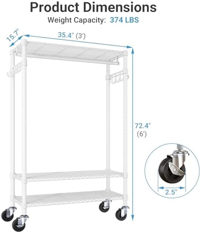 VIPEK R3C Covered Clothing Rack for Hanging Clothes Rolling Closet - Image 3