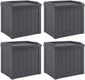 Suncast 4 Pack Small Deck Box Storage w/Bench Seat for Indoor & Outdoor Use, 22 Gal., Cyberspace by Suncast