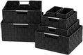 Sorbus Baskets for Organizing, 7-Piece Hand-Woven Storage Set (Black) by Sorbus