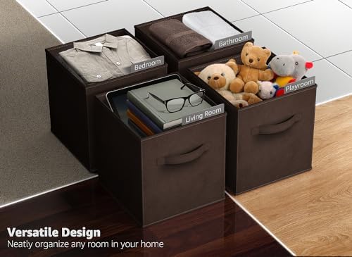 Sorbus Fabric Storage Cubes, 6-Pack Foldable Bins (13 Inch, Chocolate) - Image 5