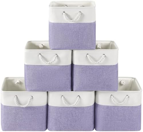 13x13 Inch Foldable Fabric Cube Storage Bins with Handles 6 Pack by VQRTEXAStorageBasket
