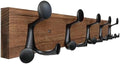 SKOLOO 24-Inch Wood Coat Rack Wall Mount with 5 Triple Hooks - Ideal for Family Entrances, Classrooms, and Pet Supplies Storage - Perfect Coat Hooks for Wall,Charred Golden Brown by SKOLOO