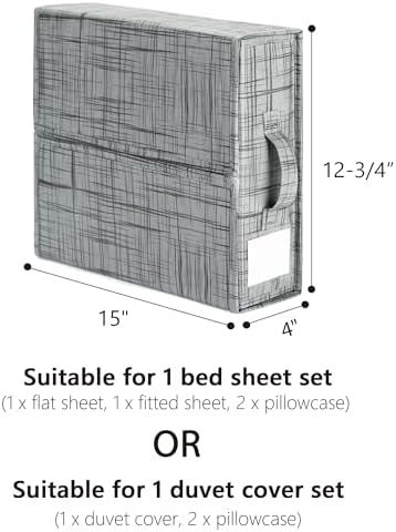 SUOCO SheetCube Bed Sheet Organizers and Storage 8 Pack, Foldable Linen Closet Organizer with Window and Label, Bedding Storage Box Container for, Duvet Cover Set, Bed Sheet Set - Pattern Grey - Image 6