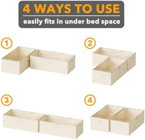 SpaceAid 2 Pack 10" High Under Bed Storage Containers, Large Underbed Storage Organizer Bins with Lids for Bedroom, Dorm, Clothes, Closet Organization, Bed Sheets and Blankets (Beige) - Image 7