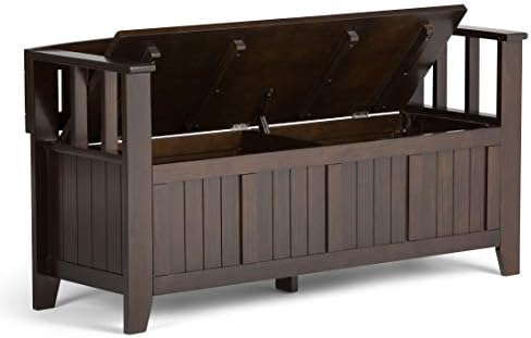 SIMPLIHOME Acadian 2-Seater Storage Bench and Cabinet Set in Brunette Brown - Image 5