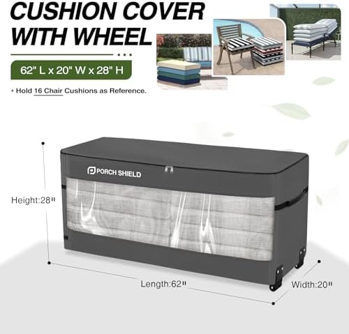 Porch Shield Rolling Cushion Storage Bag with Wheel 62"L x 20"W x 28"H,Grey - Image 2