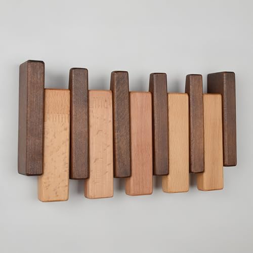 Beech Piano Key Coat Rack with 4 Flip Hooks - Image 7
