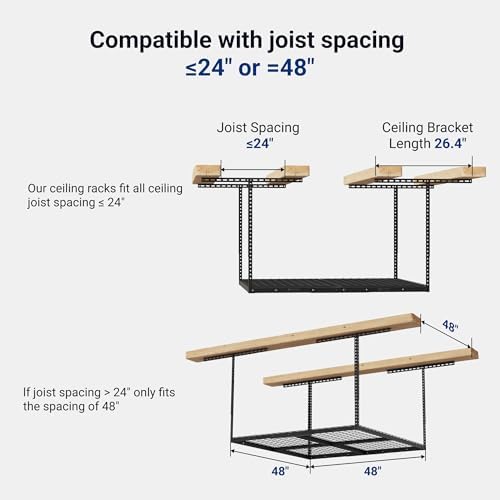 FLEXIMOUNTS 4x4 Overhead Garage Ceiling Storage Rack Organization, Black - Image 2