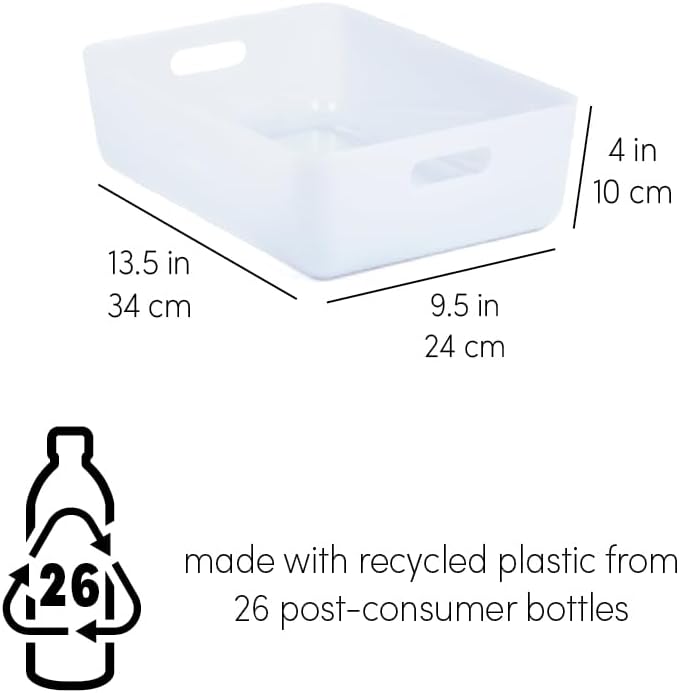 Three by Three Seattle Medium Short Stackable Recycled Storage Bin, 3-Pack - Image 3