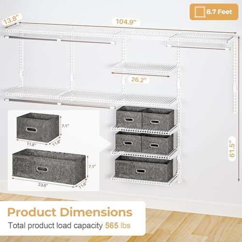 Sturdy Closet Organizer System: 8.7 Ft. Custom Metal Wire Shelving - Image 4