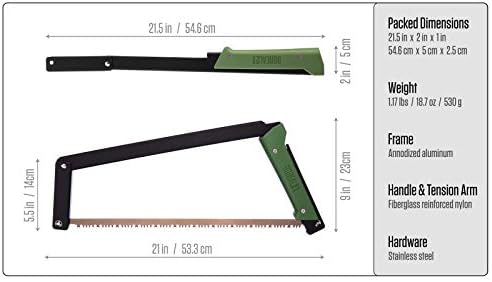 AGAWA - BOREAL21 Backwoods Kit - Includes 21" Folding Saw, Leather Sheath, 21" All-Purpose & 21" Aggressive Saw Blade - For Camping, Hunting & Survival Kit (Black Frame/Green Handle) - Image 5
