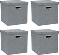 Storage Bins with Lids, Linen Fabric Boxes Organizer Containers with Lid Foldable Storage Box Basket for Closet, Shelves, Home, Office, 12 x 12 x 12 Inch, 4 Pack, Dark Gray, AG3006-7 by ArcaGuru