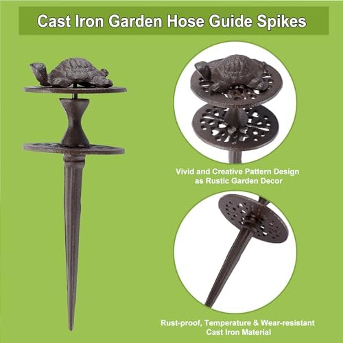 OwnMy 4PCS Cast Iron Garden Hose Guide Stakes Heavy Duty Hose Guide Spikes - Image 2