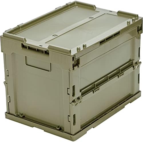 TRUSCO TR-SC20-OD Alpha Folding Container with Lid, 6.3 gal (20 L), OD Color, Storage Box by Trusco