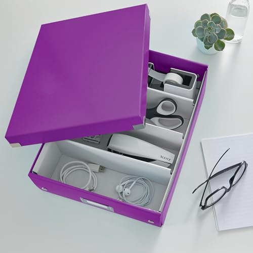Leitz A5 Storage Box, Click and Store Range 60430001 - Small, Purple Organiser Box A4 - Image 2