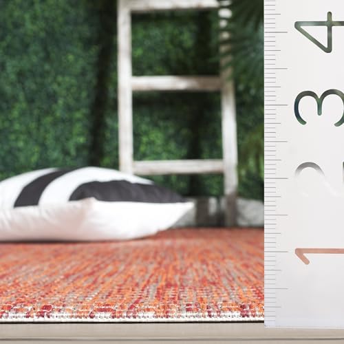 SAFAVIEH Washable Rug Outdoor Courtyard Collection - 4' Square, Red & Beige, Non-Shedding & Easy Cleaning, Ideal for Patio, Backyard, Mudroom (CY8521-36521) - Image 3