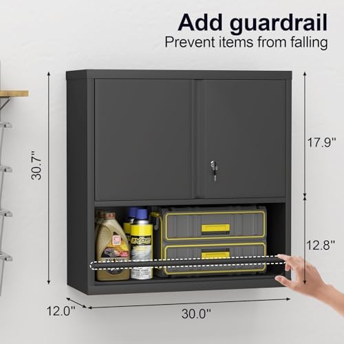 GREATMEET Locking Metal Garage Wall Cabinet with Doors and Shelf - Image 3