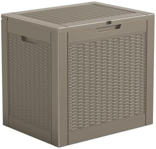 Vixzen 31 Gallon Deck Boxes Outdoor Waterproof, Lockable Outdoor Storage Bench for Patio Cushions, Garden Tools, Pool Supplies (Grey, 31 Gallon) by Vixzen