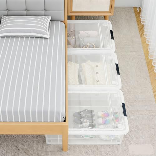 3 Pack 25 Qt Plastic Under Bed Storage Bin with Secure Lids - Image 5