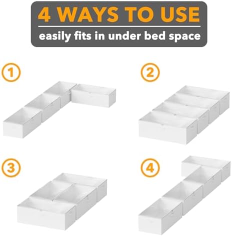 SpaceAid 4 Pack 10" High Under Bed Storage Containers, Large Underbed Storage Organizer Bins with Lids for Bedroom, Dorm, Clothes, Closet Organization, Bed Sheets and Blankets (White) - Image 6