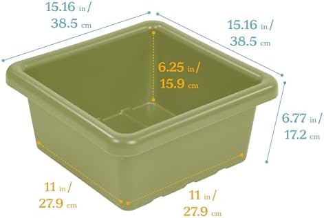 ECR4Kids Stackable Square Bins with Non-Snap Lids, Multipurpose Organization, Fern Green, 2-Pack - Image 2
