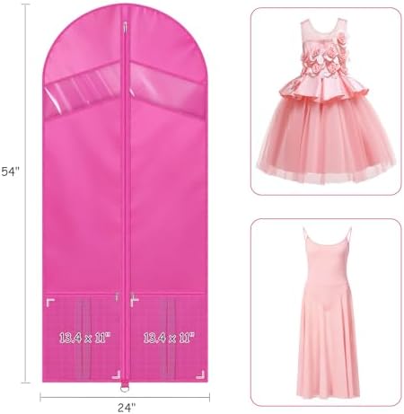 Univivi 54 Inch Dance Costume Garment Bags for Dancers, Rose Red, 5 Pack - Image 2