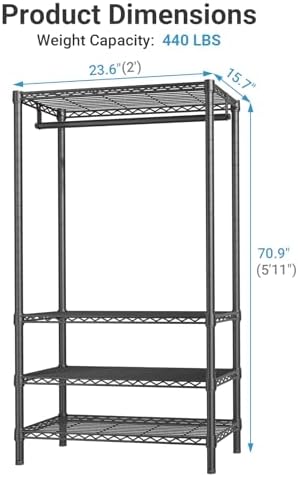 VIPEK V1 Medium Portable Garment Racks for Bedroom/Apartments/Dorms, Black - Image 6